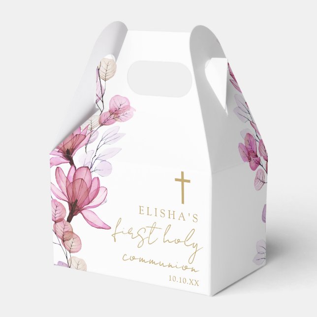 Dusty Rose Floral First Heilige Kommune Geschenkschachtel (Vorderseite)