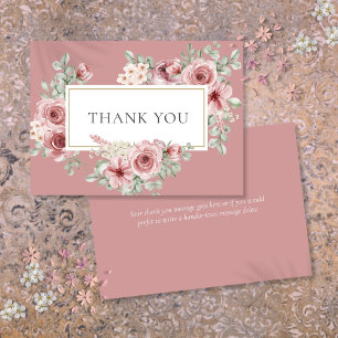 Dusty Rose Floral Gold Geometric Dankeskarte