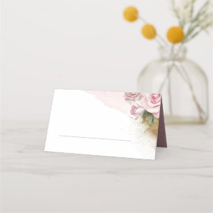 Dusty Rose Floral Gold Glitzer Wedding Platzkarte