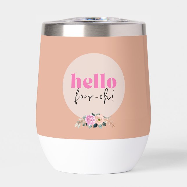 Dusty Rose floral "hello vier oh" Retro (Vorderseite)