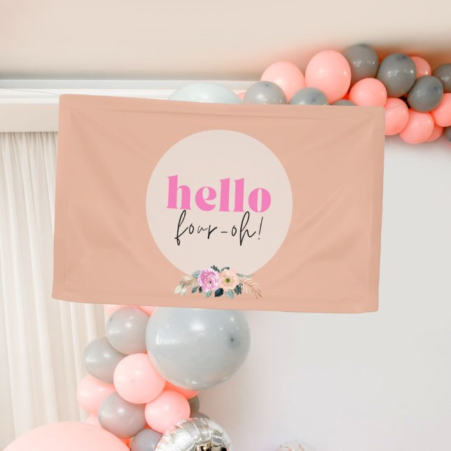 Dusty Rose floral "hello vier oh" Retro Banner (Von Creator hochgeladen)