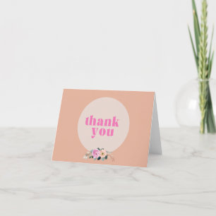 Dusty Rose floral "hello vier oh" Retro Dankeskarte