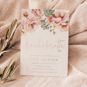 Dusty Rose Floral Junggeselinnen-Abschied Rose Gol Folieneinladung