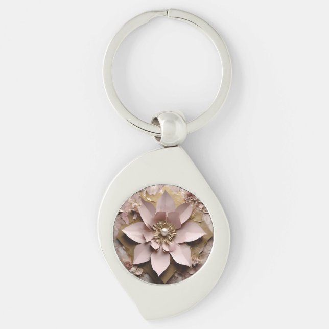 Dusty Rose Floral - Metal Schlüsselanhänger (Vorderseite)