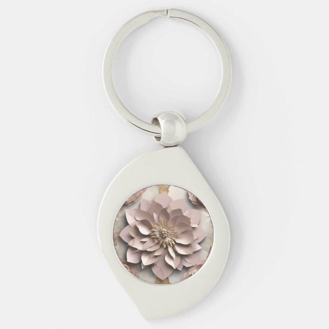 Dusty Rose Floral - Metal Schlüsselanhänger (Vorderseite)