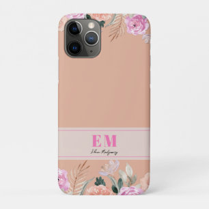Dusty Rose floral mit Monogramm Case-Mate iPhone Hülle