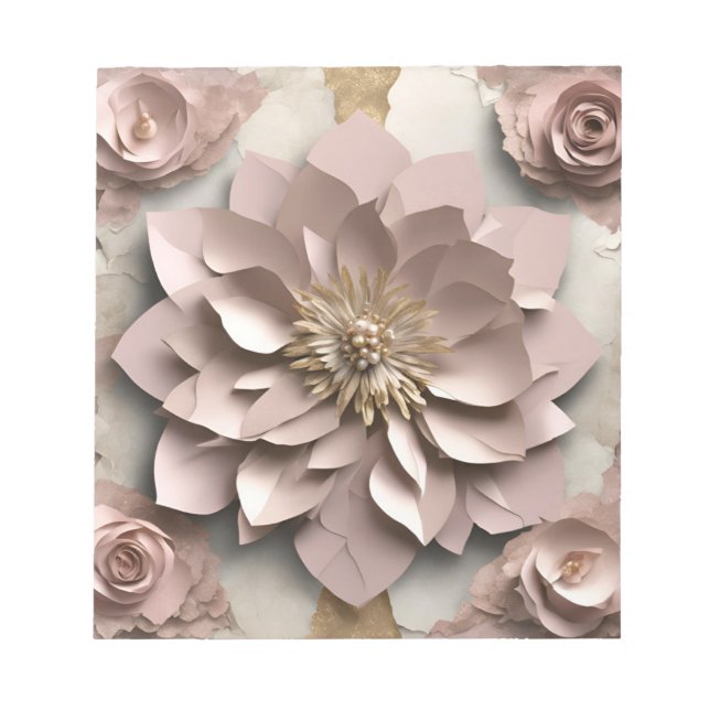 Dusty Rose Floral - Notepad Notizblock (Vorderseite)