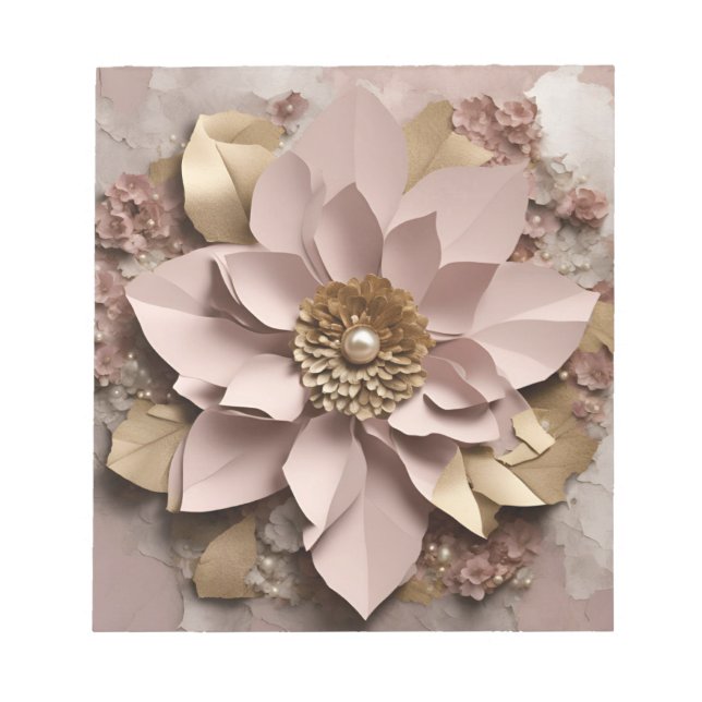 Dusty Rose Floral - Notepad Notizblock (Vorderseite)