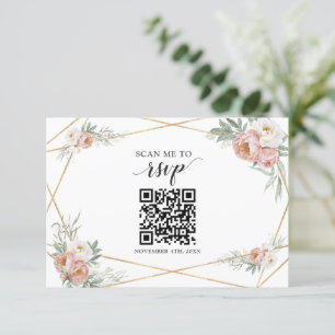 Dusty Rose Floral QR Code Fügen Sie Ihre URL Hochz RSVP Karte