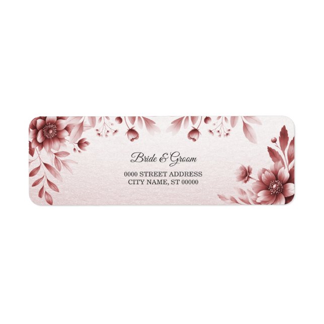 Dusty Rose Floral Return Address Label (Vorne)