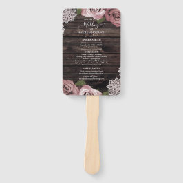 Dusty Rose Floral Rose Rustic Wood Lace Wedding H Fächer