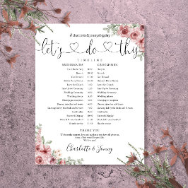Dusty Rose Floral Script Wedding Zeitplan Timeline