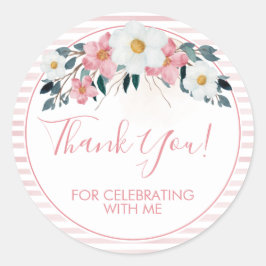 Dusty Rose Floral Vielen Dank Runder Aufkleber