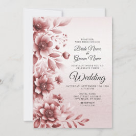 Dusty Rose Floral Wedding Einladung