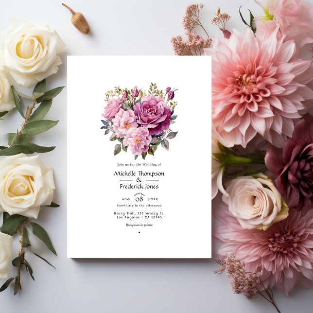 Dusty Rose Floral Wedding Einladung (Von Creator hochgeladen)