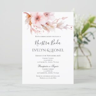 Dusty Rose Floral Wedding Einladung in Spanisch