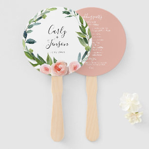Dusty Rose Floral Wedding Hand Fans Fächer