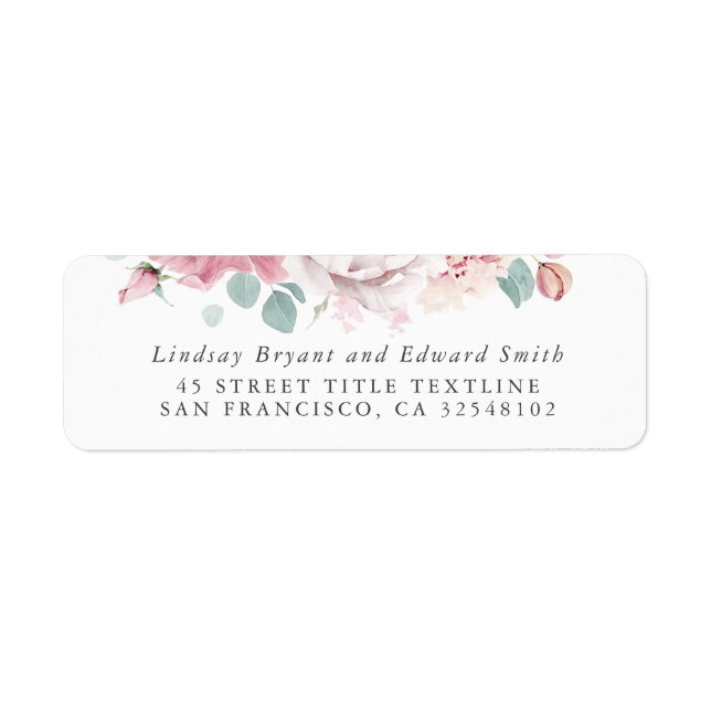 Dusty Rose Floral Wedding Label (Vorne)