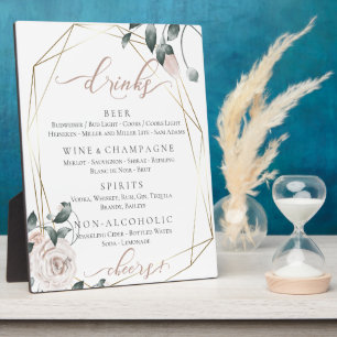 Dusty Rose Floral Wedding Reception Bar Menu Fotoplatte