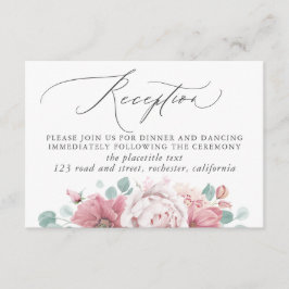 Dusty Rose Floral Wedding Reception Begleitkarte