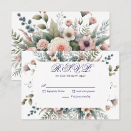 Dusty Rose Floral Wedding RSVP Botanische Antwort