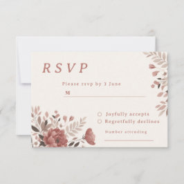 Dusty Rose Floral Wedding RSVP Card Karte