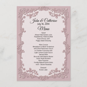 Dusty Rose Floral Wedding Table Menu Menükarte