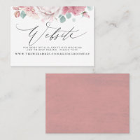 Dusty Rose Floral Wedding Website Card