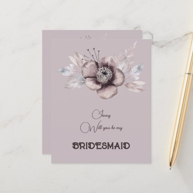 Dusty Rose Floral werden Sie meine Bridesmaid (Vorderseite/Rückseite Beispiel)