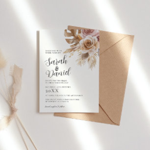 Dusty Rose Floral Wreath Wedding Einladung
