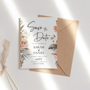 Dusty Rose Floral Wreath Wedding Save The Date