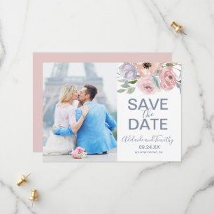 Dusty Rose Florals Foto Save the Date Card
