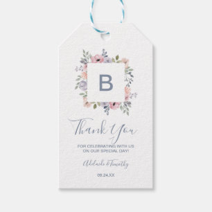 Dusty Rose Florals Monogram Vielen Dank Geschenkanhänger