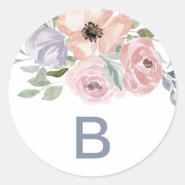 Dusty Rose Florals Monogram Wedding Umschlag Aufkl Runder Aufkleber