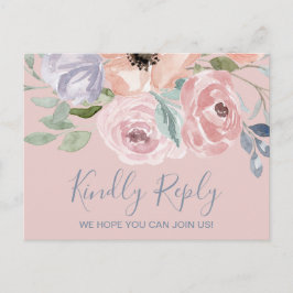 Dusty Rose Florals Song Request UAWG Postcard Einladungspostkarte
