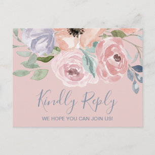 Dusty Rose Florals Song Request UAWG Postcard Einladungspostkarte