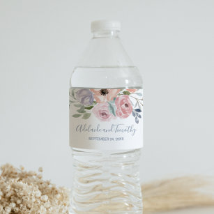 Dusty Rose Florals Wedding Wasserflaschenetikett