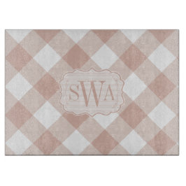 Dusty Rose Gingham Monogram | Bauernhof Schneidebrett