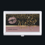 Dusty Rose Glitzer auf Schwarz und Rose Gold Visitenkarten Dose<br><div class="desc">Berufliche Inhaber von Visitenkarten. Stilvolle Dusty Rose Glitzer Lippen auf einem schwarzen und Rose goldenen Hintergrund. (Für passende Produkte und Designs Typ in Stichwort: GLITZER LIPS ) ⭐ Dieses Produkt ist 100% benutzerdefinierbar. Grafik und/oder Text können hinzugefügt, gelöscht, verschoben, verändert, verändert, gedreht usw. werden.(nur durch Klicken auf den Bereich "EDIT...</div>