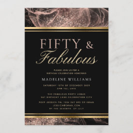 Dusty Rose Gold Black Fifty & Fabulous Geburtstag Einladung