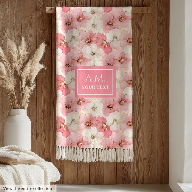 Dusty Rose Gold Custom Name Floral Cozy Blanket Fleecedecke (Dusty Rose Gold Custom Name Floral Cozy Blanket)