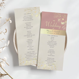 Dusty Rose Gold Floral Wedding Programm