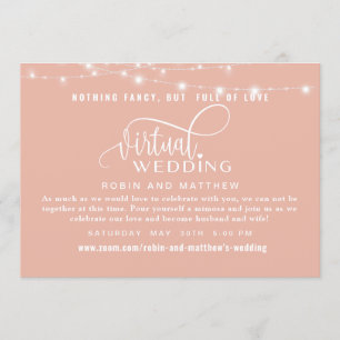 Dusty Rose Gold mit Lights Online Virtual Wedding Einladung
