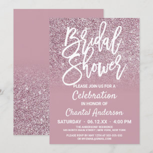 Dusty Rose Gold Pink Glitzer Ombre Brautparty Einladung