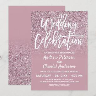 Dusty Rose Gold Pink Glitzer Ombre Wedding Einladung