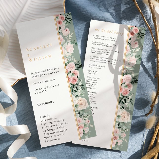 Dusty Rose Gold Sage Green Moderne Hochzeit Programm (Von Creator hochgeladen)