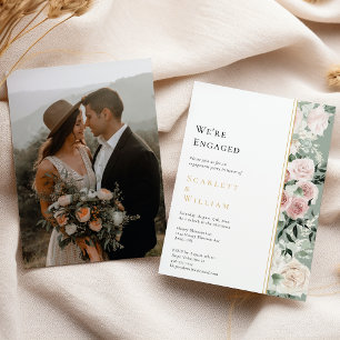 Dusty Rose Gold Sage Vintages Foto Wir sind Verlob Einladung