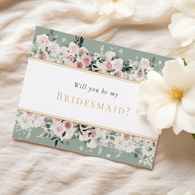 Dusty Rose Gold Sage Wedding Bridesmaid Vorschlag Einladung (Von Creator hochgeladen)