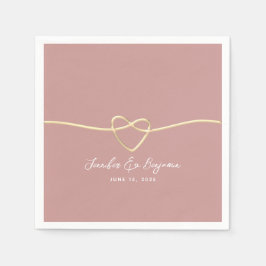 Dusty Rose Goldenes Herz Minimalistisch Hochzeit Serviette