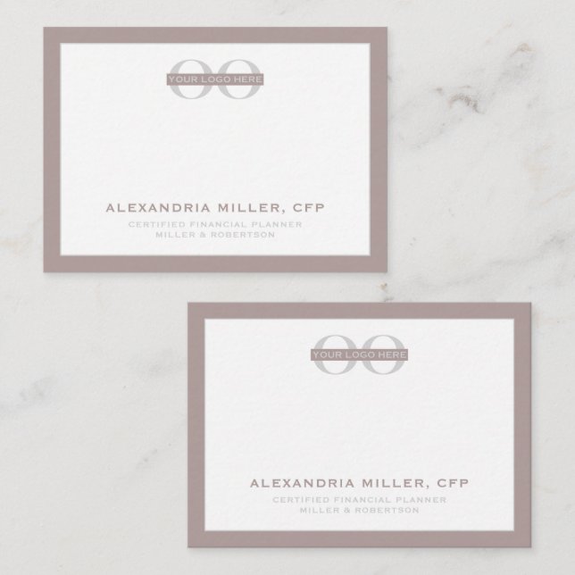 Dusty Rose Graues Firmenlogo auf zwei Seiten Mitteilungskarte (Vorne/Hinten)